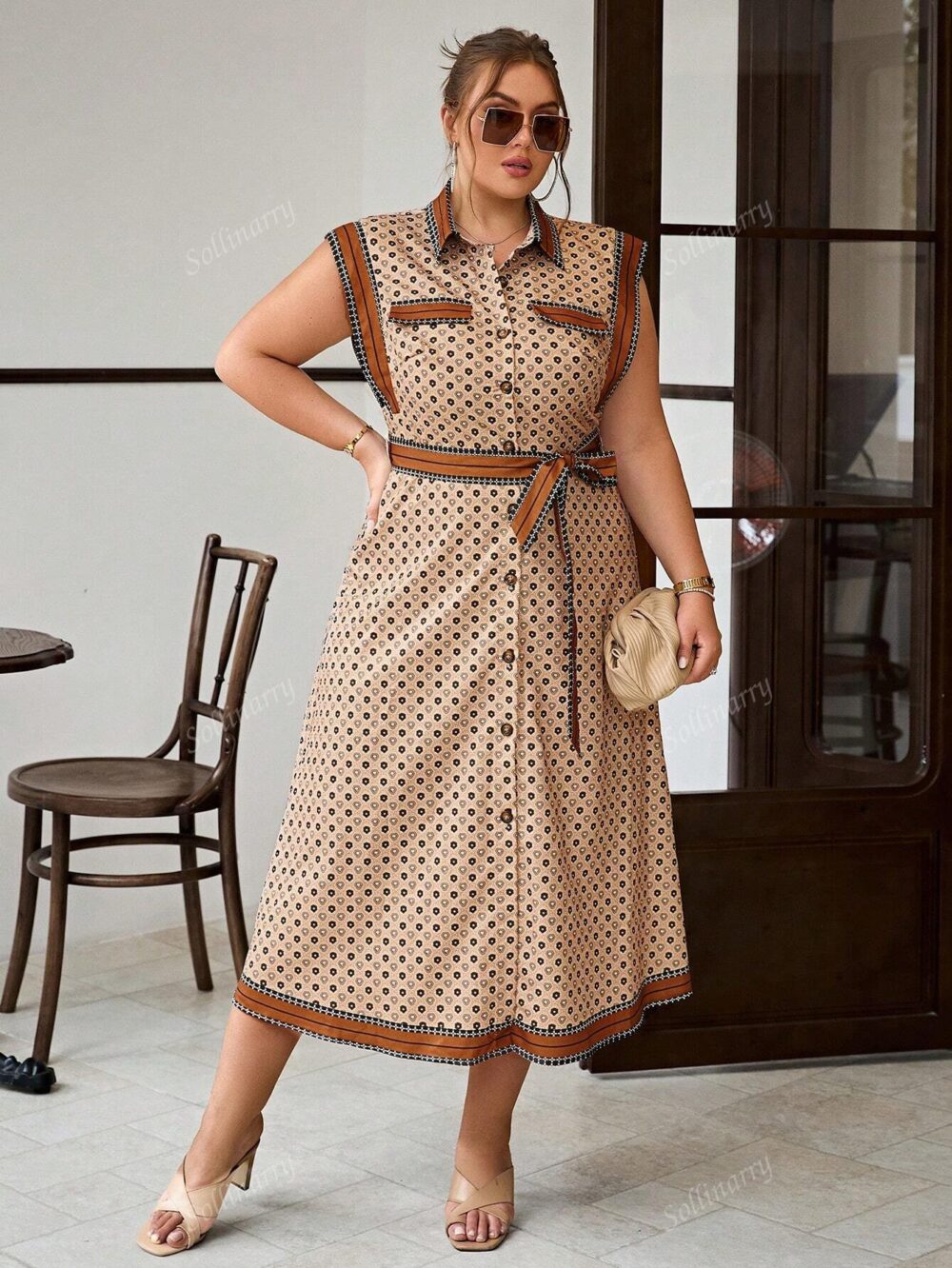 Robe Élégante Sans Manches à Imprimé Grande Taille - Image 4