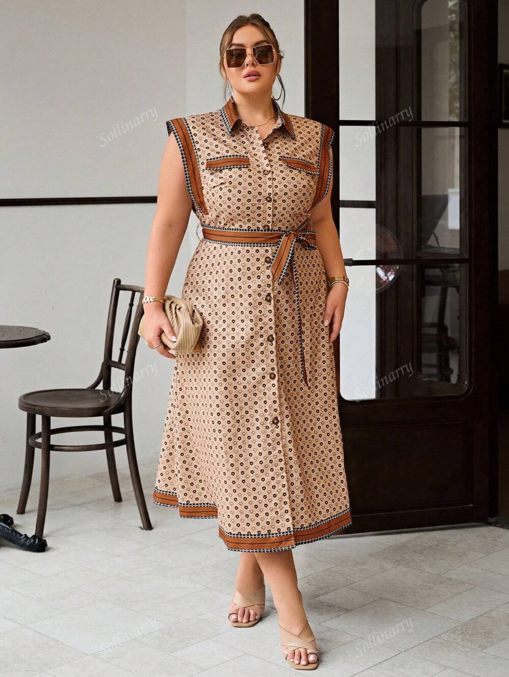 Robe Élégante Sans Manches à Imprimé Grande Taille - Image 5